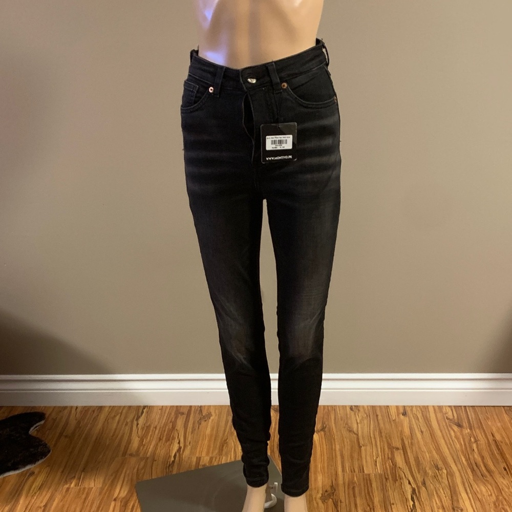 MONKI Women's Black Faded High Waist Slim Jeans Size 26
